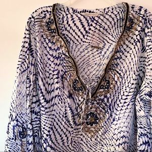 Soft Surroundings Navy and White Patterned Tunic